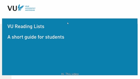 Thumbnail for entry Video Manual VU Reading Lists for Students