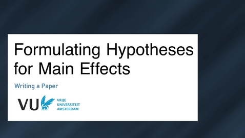 Thumbnail for entry Formulating Hypotheses for Main Effects