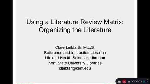 Thumbnail for entry Using a Literature Review Matrix