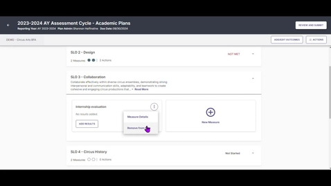 Thumbnail for entry Managing Measures in PSS (after starting an Assessment Plan Report)