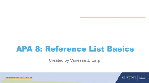 Thumbnail for APA 8: Reference List Basics