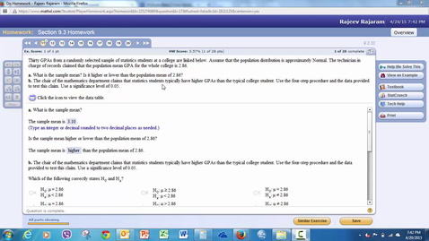 Thumbnail for entry Statcrunch Hypothesis T distribution