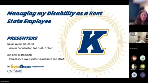 Thumbnail for Managing My Disability as a Kent State Employee (For Employees with Disabilities and their Supervisors) 2025