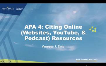 Apa 4 Citing Online Resources 6th Edition Kent State University