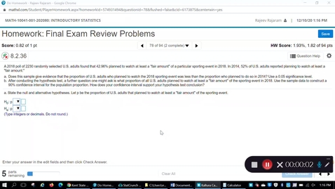 Thumbnail for Final Exam Review Problems Homework Problem 78