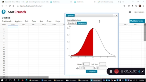 Thumbnail for Using Statcrunch to deal with z-scores and areas