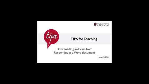 Thumbnail for Downloading Exam Questions from Respondus to Word