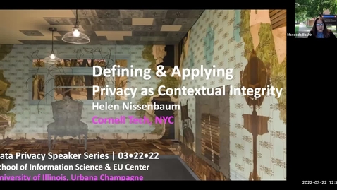 Thumbnail for entry Data Privacy Seminar Series: Helen Nissenbaum