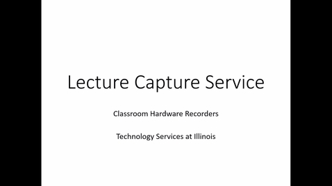 Thumbnail for entry Lecture Capture: Hardware recording single view source