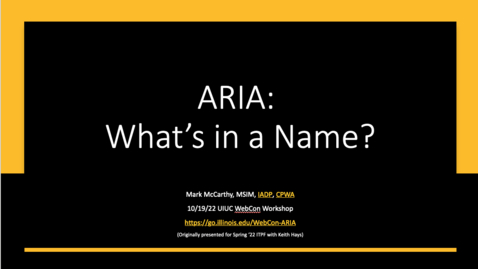 Thumbnail for entry ARIA: What's in a Name?