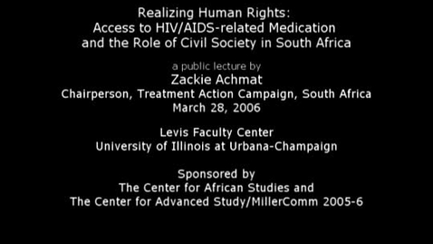 Thumbnail for entry Realizing Human Rights: Access to HIV/AIDS-related Medication; March 28, 2006