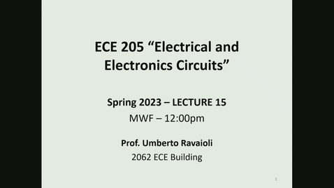 Thumbnail for entry ECE 205  Lecture 15 - Spring 2023