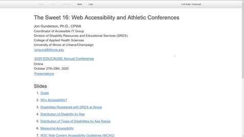 Thumbnail for entry 2020 Educause - Sweet 16: Web Accessibility and Atheletic Conferences