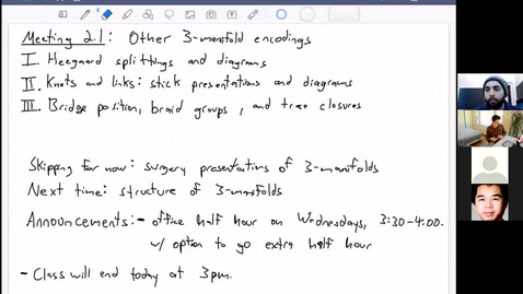 Thumbnail for entry Meeting 2.1: Heegaard splittings of 3-manifolds