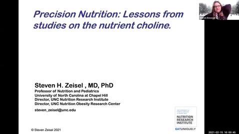 Thumbnail for entry 2.15.2021 - Steven Zeisel, MD, PhD - NUTR 500 Seminar - Frontiers in Nutritional Sciences