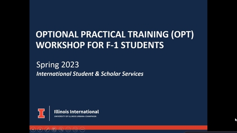 Thumbnail for entry OPT Workshop - Spring 2023