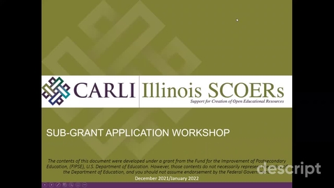 Thumbnail for entry CARLI - IL SCOERs Subgrant Workshop 1_18