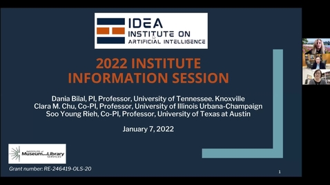 Thumbnail for entry January 7, 2022 IDEA Institute on Artificial Intelligence Virtual Information Session