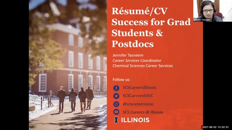 Thumbnail for entry Resume/CV Success for Grad Students &amp; Postdocs