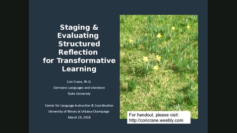 Thumbnail for entry CLIC Webinar: &quot;Staging and Evaluating Structured Reflection for Transformative Learning&quot;