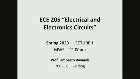 Thumbnail for entry ECE 205 Lecture 1 - Spring 2023