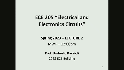 Thumbnail for entry ECE 205 Lecture 2 - Spring 2023