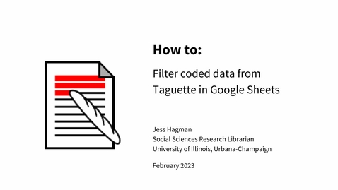 Thumbnail for entry Filter Data Coded in Taguette in Google Sheets