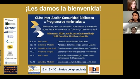 Thumbnail for entry CLIA: Inter-Acción Comunidad-Biblioteca Programa de minicharlas--Nov 11, 2020