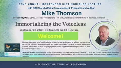 Thumbnail for entry Immortalizing the Voiceless (32nd Annual Mortenson Distinguished Lecture)