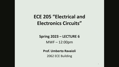 Thumbnail for entry ECE 205 Lecture 6 - Spring 2023