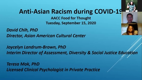 Thumbnail for entry Anti-Asian Racism During COVID-19