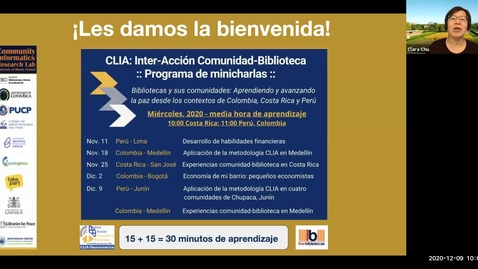 Thumbnail for entry CLIA: Inter-Acción Comunidad-Biblioteca---Programa de minicharlas--Dec 9, 2020