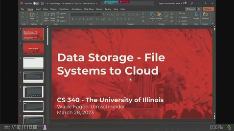 Thumbnail for entry CS 340 - Lecture #18: Final Project Discussion + Cloud Object Storage (AWS S3, etc) (Spring 2023, Wade Fagen-Ulmschneider)