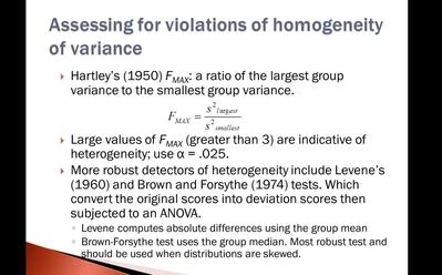 Assumptions Of Anova University Of Miami Mediaspace