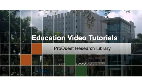 Thumbnail for entry Education 8 - Proquest Research Library