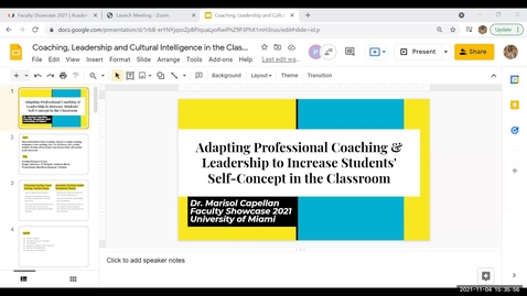 Thumbnail for entry Adapting Professional Coaching &amp; Leadership to Increase Students' Self-Concept in the Classroom (2021 Faculty Showcase)