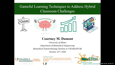 Thumbnail for entry Gameful Learning Techniques to Address Hybrid Classroom Challenges (2020 Faculty Showcase)