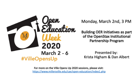Thumbnail for entry Building OER Initiatives as part of the OpenStax Institutional Partnership Program -  #VilleOpensUp 2020 3_2_Afternoon Session
