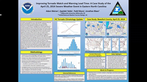 Thumbnail for entry Improving Tornado Watch and Warning Lead Time: A Case Study of the April 25, 2014 Severe Weather Event in Eastern NC