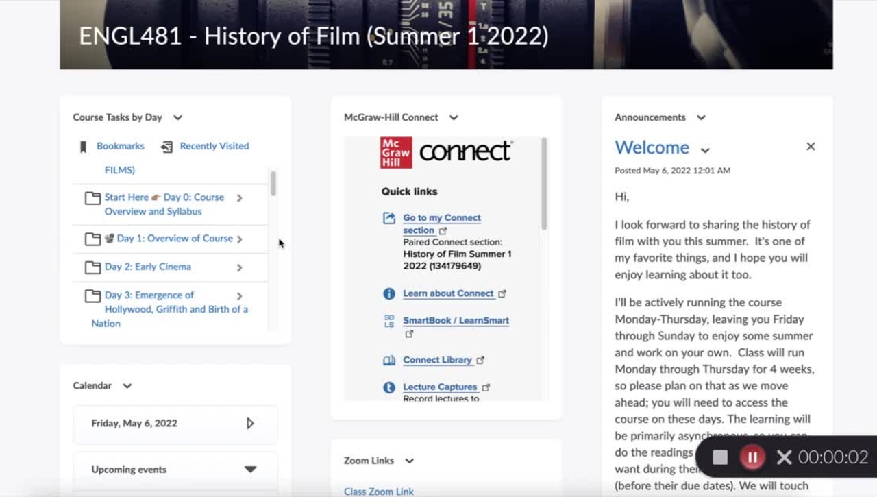 Tour of the Website Summer History of Film