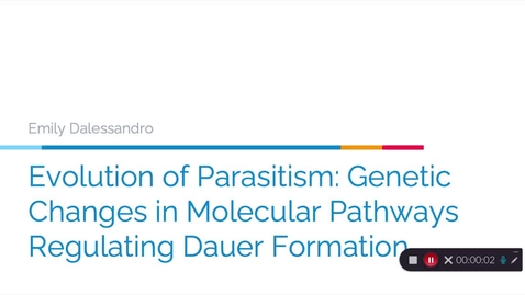 Thumbnail for entry Emily_Dalessandro_Evolution of Parasitism: Genetic Changes in Molecular Pathways Regulating Dauer Formation