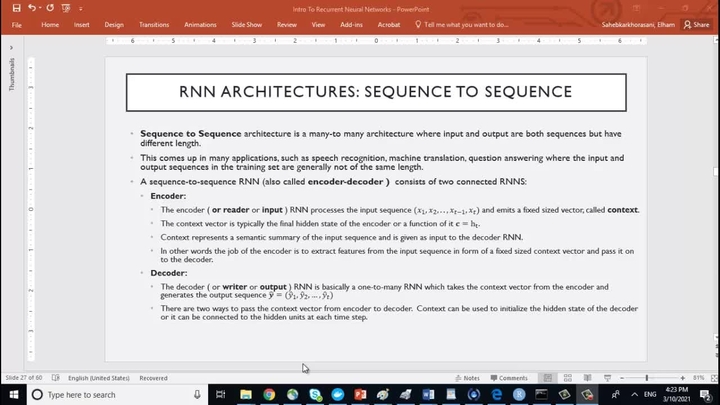 7--Sequence to Sequence problems and encoder-decoder architecture