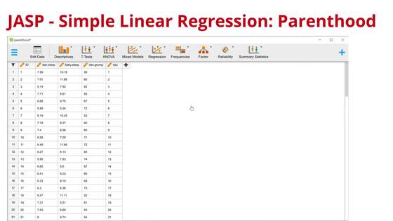 JASP - Simple Linear Regression: Parenthood
