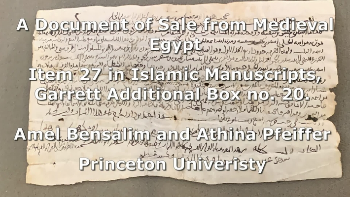 A Document of Sale from Medieval Egypt