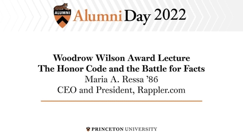 Thumbnail for 2022 Alumni Day Woodrow Wilson Award: Maria Ressa '86