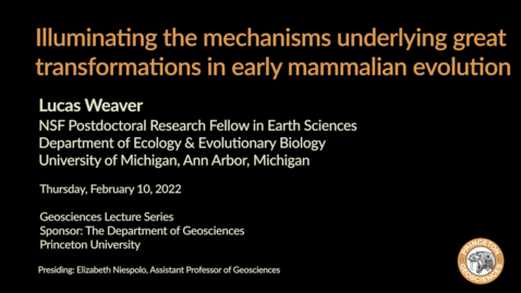 Thumbnail for Department Lecture Series: Illuminating the mechanisms underlying great transformations in early mammalian evolution