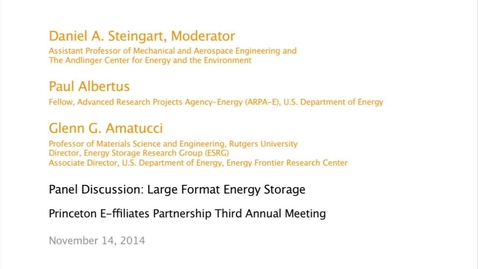 Thumbnail for entry Panel Discussion: Large Format Energy Storage