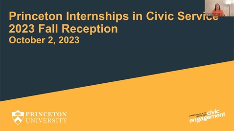 Thumbnail for entry Princeton Internships in Civic Service 2023 Fall Reception