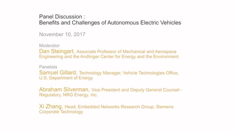 Thumbnail for entry Panel Discussion - Benefits and Challenges of Autonomous Electric Vehicles
