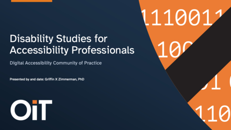 Thumbnail for Disability Studies for Accessibility Professionals_captioned